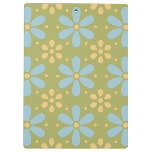 Retro Abstract blauw en Geel Bloemen Patroon Klembord (Achterkant)