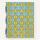 Retro Abstract blauw en Geel Bloemen Patroon Notitieboek (Voorkant)