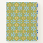 Retro Abstract blauw en Geel Bloemen Patroon Notitieboek (Achterkant)
