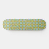 Retro Abstract blauw en Geel Bloemen Patroon Persoonlijk Skateboard (Horizontaal)