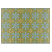 Retro Abstract blauw en Geel Bloemen Patroon Snijplank (Voorkant)