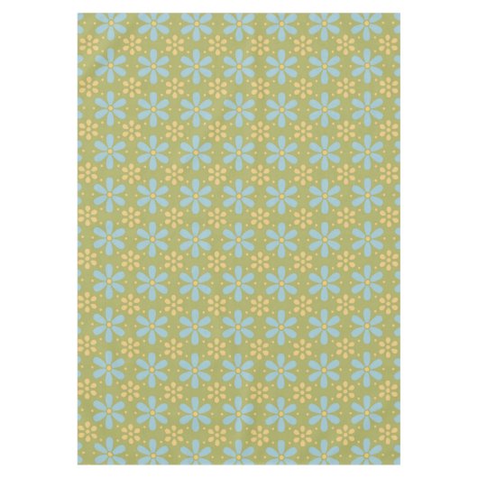 Retro Abstract blauw en Geel Bloemen Patroon Tafelkleed (Voorkant)