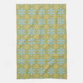 Retro Abstract blauw en Geel Bloemen Patroon Theedoek (Verticaal)