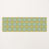 Retro Abstract blauw en Geel Bloemen Patroon Yogamat (Achterkant (horizontaal))