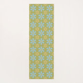 Retro Abstract blauw en Geel Bloemen Patroon Yogamat (Achterkant)