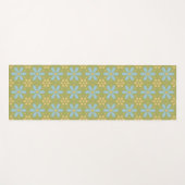Retro Abstract blauw en Geel Bloemen Patroon Yogamat (Voorkant (horizontaal))