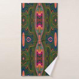 Retro Abstract blauw, groen en Oranje patroon Badhanddoek