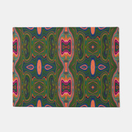 Retro Abstract blauw, groen en Oranje patroon Deurmat