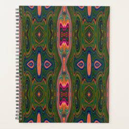 Retro Abstract blauw, groen en Oranje patroon Planner