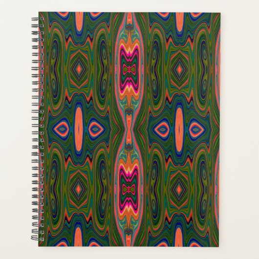 Retro Abstract blauw, groen en Oranje patroon Planner (Voorkant)
