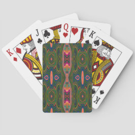 Retro Abstract blauw, groen en Oranje patroon Pokerkaarten