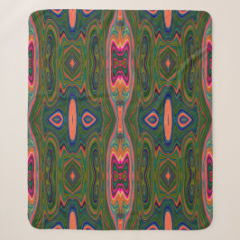 Retro Abstract blauw, groen en Oranje patroon Sherpa Deken