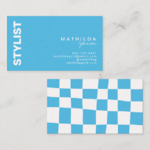 Retro Abstract blauw whitcheckboard