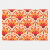 Retro Abstract Bloemen op Scallop Shapes Inpakpapier Vel (Voorkant 3)
