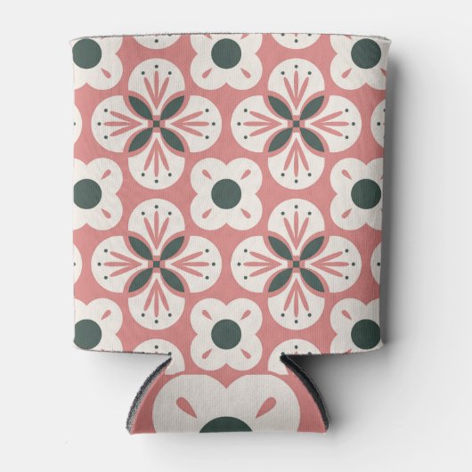 Retro Abstract bloemennaadloos patroon Blikjeskoeler (Voorkant)