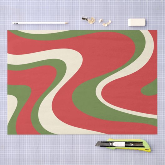 Retro Abstract Boho Trippy-kerstpatroon Tissuepapier (Craft)