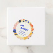 Retro Abstract Botanical Fun Baby Shower Custom Bedankjes Labels (In situ)