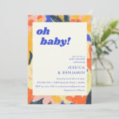 Retro Abstract Botanisch Fun Cute Baby shower Kaart (Staand voorkant)