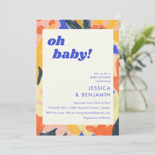 Retro Abstract Botanisch Fun Cute Baby shower Kaart (Staand voorkant)