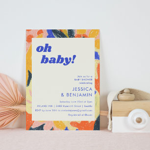 Retro Abstract Botanisch Fun Cute Baby shower Kaart