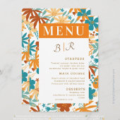 Retro Abstract Bright Bold Wildflower Bruiloft Menu