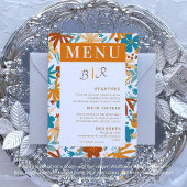 Retro Abstract Bright Bold Wildflower Bruiloft Menu