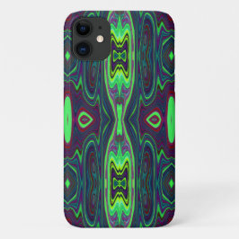 Retro Abstract Chartreuse, rood en blauw patroon Case-Mate iPhone Case