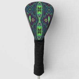 Retro Abstract Chartreuse, rood en blauw patroon Golfheadcover