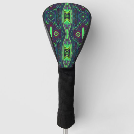 Retro Abstract Chartreuse, rood en blauw patroon Golfheadcover (Voorkant)