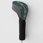 Retro Abstract Chartreuse, rood en blauw patroon Golfheadcover (Schuin)