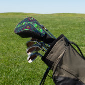 Retro Abstract Chartreuse, rood en blauw patroon Golfheadcover (Insitu)