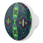 Retro Abstract Chartreuse, rood en blauw patroon Keramische Knop (Rechts)