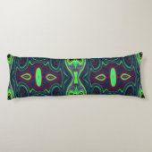 Retro Abstract Chartreuse, rood en blauw patroon Lichaamskussen (Achterkant)