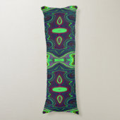 Retro Abstract Chartreuse, rood en blauw patroon Lichaamskussen (Voorkant Verticaal)