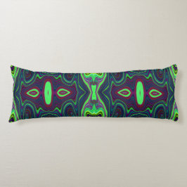 Retro Abstract Chartreuse, rood en blauw patroon Lichaamskussen