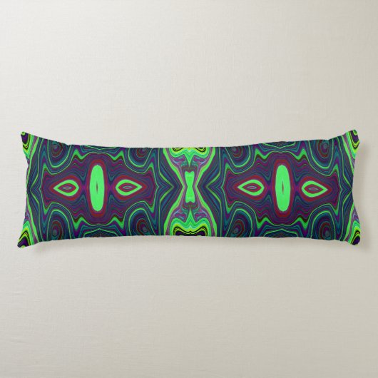 Retro Abstract Chartreuse, rood en blauw patroon Lichaamskussen (Voorkant)