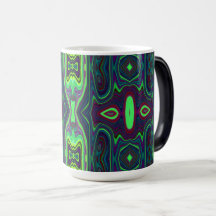 Retro Abstract Chartreuse, rood en blauw patroon