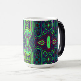 Retro Abstract Chartreuse, rood en blauw patroon Magische Mok