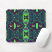 Retro Abstract Chartreuse, rood en blauw patroon Muismat (Met muis)