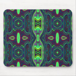 Retro Abstract Chartreuse, rood en blauw patroon Muismat