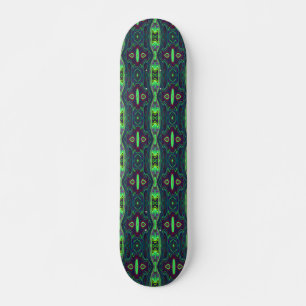 Retro Abstract Chartreuse, rood en blauw patroon Persoonlijk Skateboard