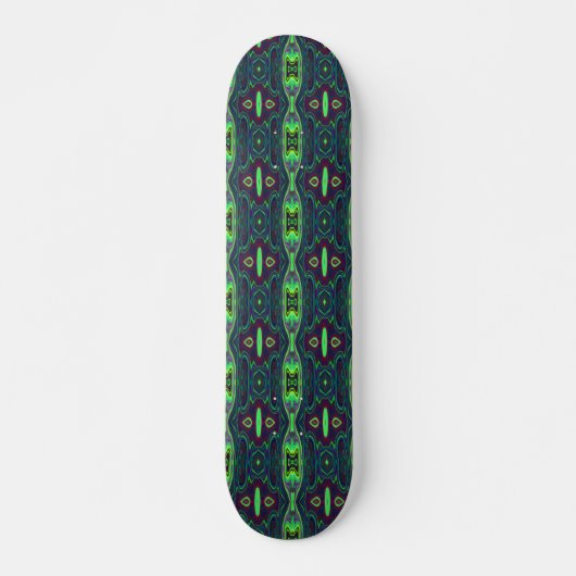 Retro Abstract Chartreuse, rood en blauw patroon Persoonlijk Skateboard (Voorkant)
