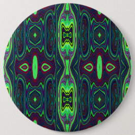 Retro Abstract Chartreuse, rood en blauw patroon Ronde Button 6,0 Cm