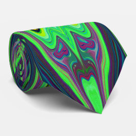 Retro Abstract Chartreuse, rood en blauw patroon Stropdas