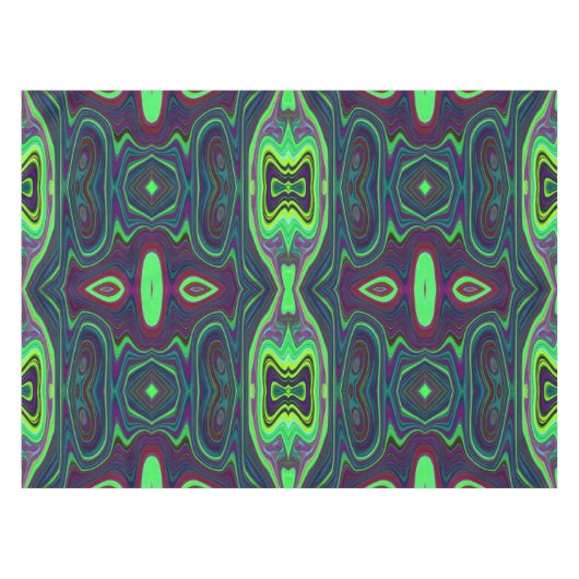 Retro Abstract Chartreuse, rood en blauw patroon Tafelkleed (Voorkant (Horizontaal))
