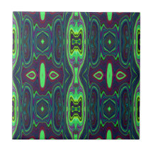 Retro Abstract Chartreuse, rood en blauw patroon