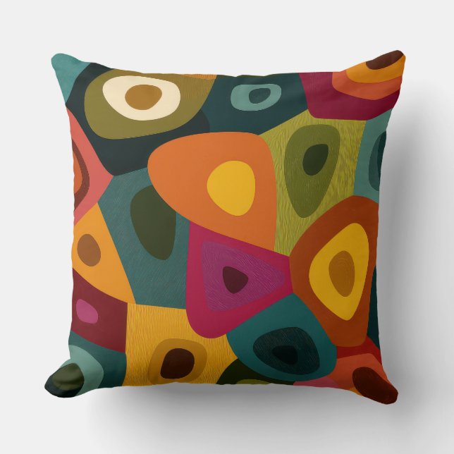 Retro Abstract Color Block Modern Throw Pillow Kussen (Voorkant)