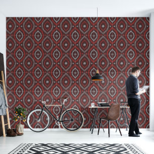 Retro abstract design in groene Ikat navajo stijl. Behang