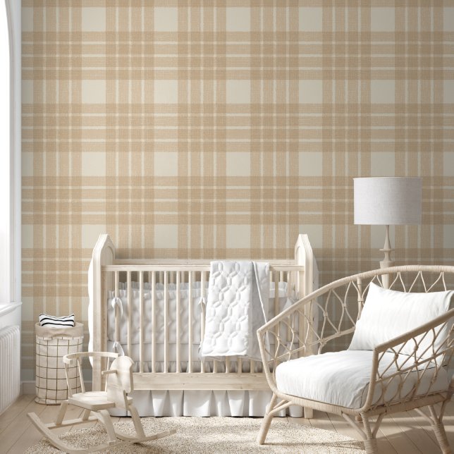Retro abstract design in milk coffee plaid style. behang (Kinderen)