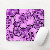 Retro Abstract Flowers Paars Amethyst Mousepad Muismat (Met muis)